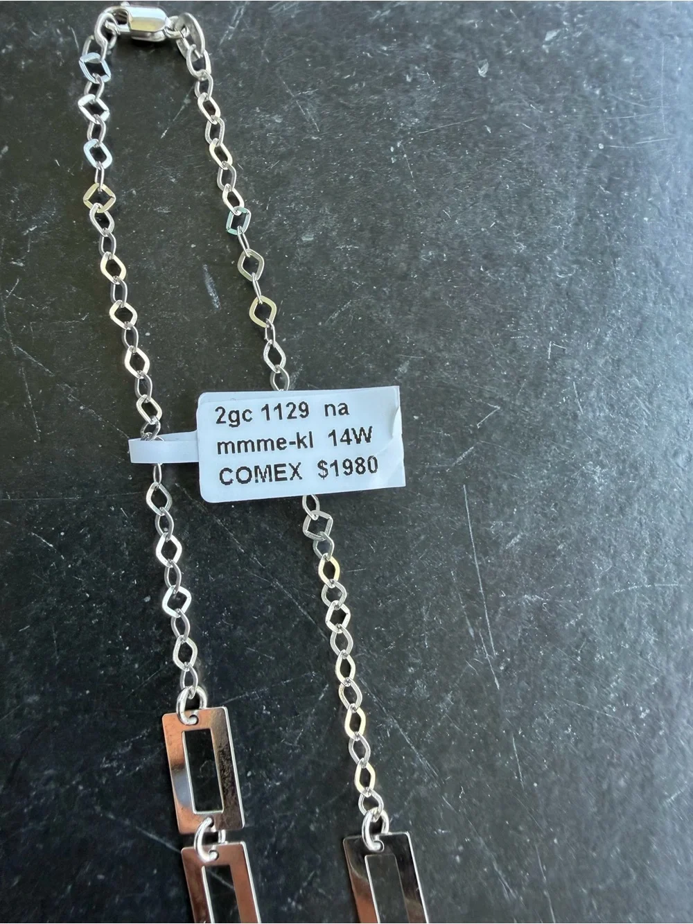 14kt White Gold Stations Link Necklace 18” long